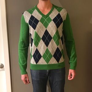 Express Argyle V-Neck Sweater